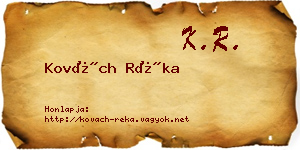 Kovách Réka névjegykártya